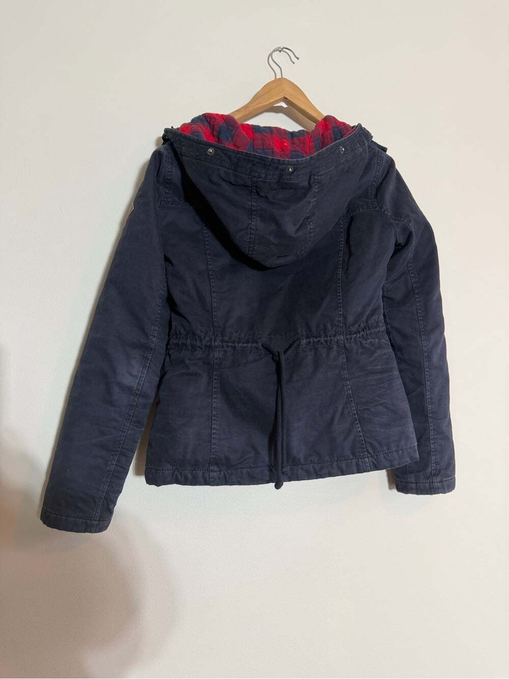 Hollister Navy Plaid Lined Utility Hooded Jacket Women’s Small - Picture 9 of 11